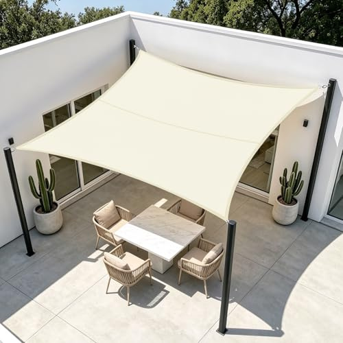 HENG FENG Toldo Vela de Sombra Impermeable Rectangular 2x3m,Oxford Toldos Vela protección 95% UV, para al Exterior terrazas,Patio,jardín, Piscina,Beige