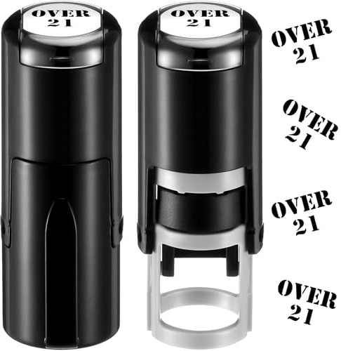 Supervitae 2 Pack Over 21 Print Stamps Ink Stamper Mini Self Inking Stamps for Party Decoration, Educational Learning Activities, Craft Supplies