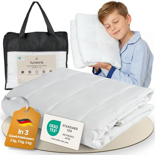 LUNOVA Gewichtsdecke Kinder 3kg (135x200cm) | schwere Decke