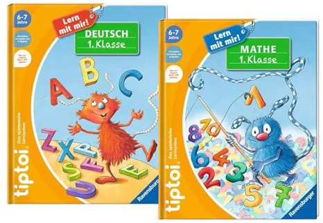 tiptoi Ravensburger Bücher Set Schule - Lern mit Mir - Deutsch 1. Klasse und Mathe 1. Klasse / Rechnen, Erste Zahlen, Mathematik, Buchstaben