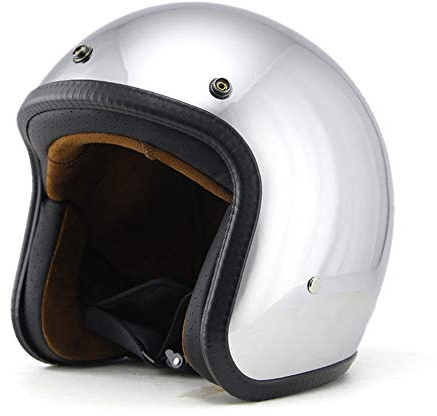 Woljay 3/4 Open Face helmet, Motorcycle Helmet Flat Chrome (XL)
