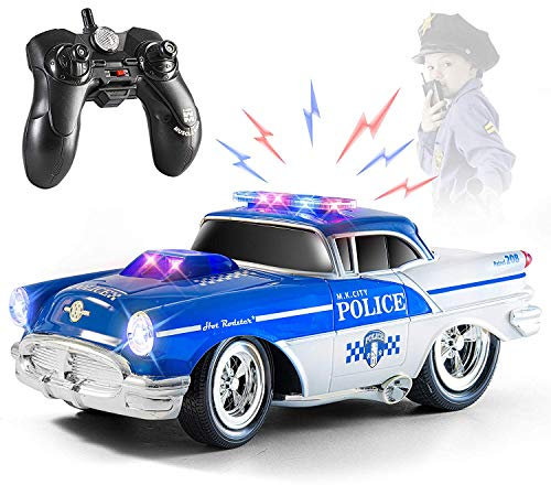 Top Race Ferngesteuertes Polizeiauto Race, RC Auto für Kinder, Geschenk für Jungen von 2 bis 9 Jahren | Lichter und Geräusche | Polizei Resistent Auto