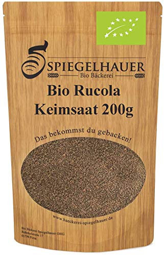 Bio Rucola Keimsaat - Rucolasamen für die Zucht von Rucolasprossen - der natürliche Energiespender - lecker in Salaten - Inhalt: 200 Gramm Rucola Samen