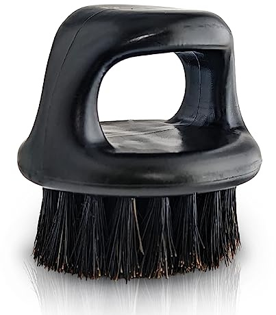 Kobe Knuckle Beard and Barber Fade Brush, 100% Natural Boar Bristle, Ergonomic Finger Ring Palm Groomer for Men, Dark Brown Detangling Tool for Moustache, Hair and Skin Fades