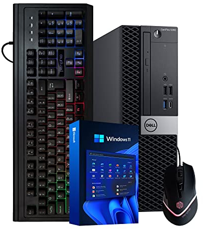 Dell Windows 11 Desktop Computer OptiPlex 5060 | Intel Core i5-8600 Six Core (4.3GHz Turbo) | 16GB DDR4 RAM | 500GB SSD Solid State + 1TB HDD | WiFi + Bluetooth | RGB Mouse + Keyboard (Renewed)