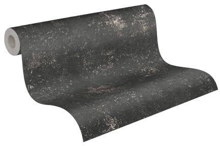 Strukturtapet metallic svart guld A.S. Création THE BOS 388325 fibertapet med glanseffekt 10,05 m x 0,53 m Made in Germany