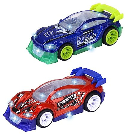 Dickie Toys - Spielzeugauto Midnight Racer (14cm) - Streets N BEATZ Auto mit Metallkarosserie, Rückzugsmotor, Licht & Musik, für Kinder ab 3 Jahre (2 Modelle, zufällige Auswahl)