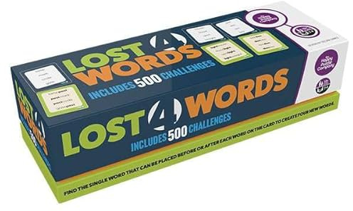 The Happy Puzzle Company Lost 4 Words - The Ultimate Quick-Fire Word Game, 500 Challenges for Non-Stop Fun - Sharpen Your Wits and Knowledge and Race Against Opponents - Perfect for Family Game Nights