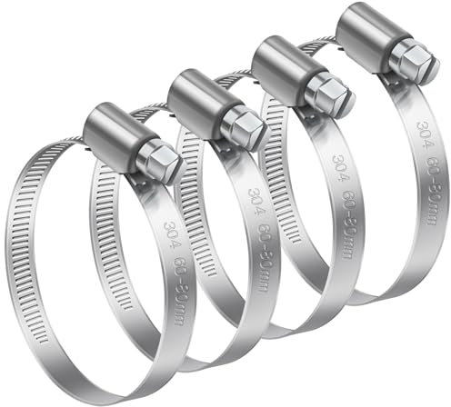 Bolatus Adjustable Stainless Steel Worm Drive Hose Clips - 4pcs for Securing Gas Pipe, Water, Fuel Line and Tube Connections
