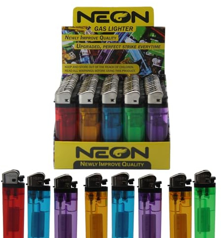 Lot Classic Disposable Lighter Soft Flame Kitchen Lighter - Newly Improve Quality Upgraded, Perfect Strike Every Time - Lighters in Assorted Colors, Pocket Style - Pack of 100