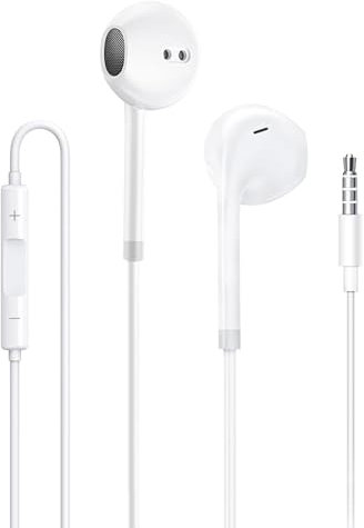 JYmusic Auriculares, auriculares con cable, auriculares con cable, auriculares deportivos in-ear estéreo con micrófono, compatible con todos los dispositivos para auriculares jack de 3,5 mm