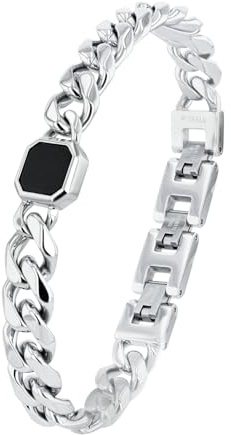 JOOP! Armband Edelstahl Herren Armschmuck, mit Linienstein, 18,5+1,5+1,5 cm, Schwarz, Kommt in Schmuck Geschenk Box, 2038990