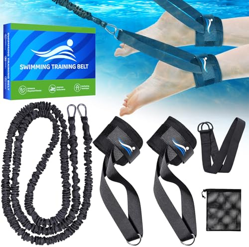 Swimming Training Belt - Swimming Aids for Adults, Static Swimming Harness, Swimming Ankle Strap, Stationary Swimming System for Any Swimming Pool Without Counter Current System