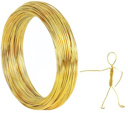 1mm*30m Draht Zum Basteln, Aluminiumdraht Schmuckdraht Metalldraht Flexibler Biegsamer Draht für DIY Kunsthandwerk, Bildhauerei, Armatur, Schmuckherstellung, Gold