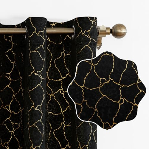Ystyle Cortinas Salon Terciopelo 2 Piezas con Ojales, 140x245cm, Cortinas Termicas Aislantes Frio Y Calor, Modernas Suave Cortina Habitacion Terciopelo, Negro
