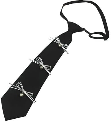 Wayfadacc Damen-Krawatte mit süßer Schleife, verziert, Schuluniform, verstellbar, vorgebunden, lang, schwarz, für legere oder formelle Outfits