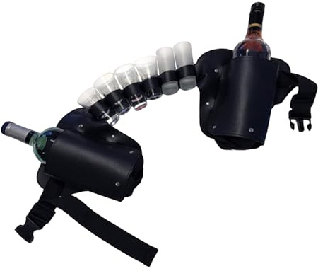 Ceinture de bière - Porte-gobelet réglable - Porte-bouteille - Support de bière, sangle en cuir, design de sangle en cuir, rangement portable pour boissons - Camping - Randonnée - Utilisation du hayon