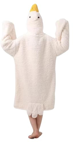 Ankfilt huvtröja, lös passform, gäss form varm huva pyjamas, söt mjuk varm plsuh anka filt, för vuxna, tonåringar, män, kalla dagar, avkopplande, titta på TV, läsa och filmfans, flerfärgad, XL