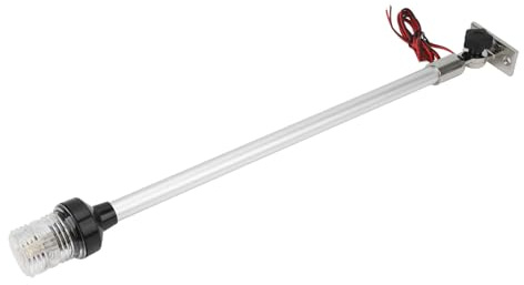 Fockety Lampe LED pour Poteau Arrière Marin, 22 Pouces, Ancre de Bateau, avec 33 LED, Blanc Chaud, 360 °, Lampe Ronde pour Yachts, Navires, Abat-jour en PC