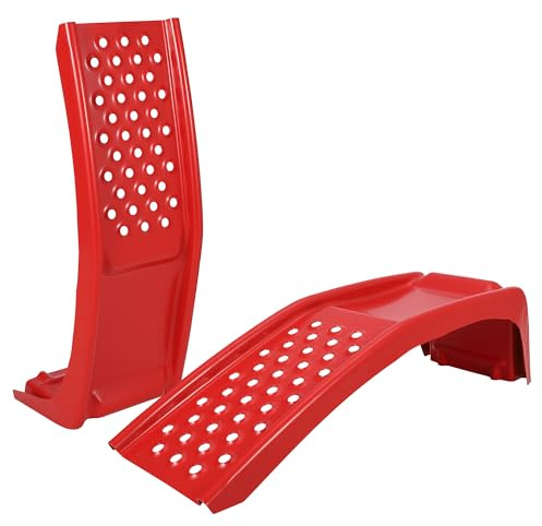 GarveeTech Juego de rampas para automóviles de Alta Resistencia, Capacidad de Carga de 8000 LB, rampas de Acero sólido, Paquete de 2, Altura máxima de elevación de 8 Pulgadas (Rojo, 37)
