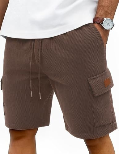 iClosam Pantalones Cortos Hombre de Pana Cargo Casual Verano Bermudas Shorts Casuales con Cintura elástica con Múltiples Bolsillos Shorts