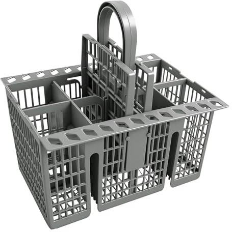 Dishwasher Cutlery Basket, Universal Replacement Cutlery Holder with Detachable Handle, Foldable Lids and 8 Compartments, for Hotpoint, for Indesit, for Whirlpool, C00257140