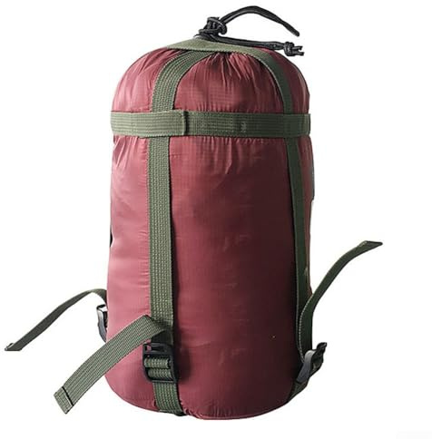 Sleeping Bag Compression Sack, 20L Nylon Stuff Bag with Drawstring for Camping, Hiking, Hammocks and Outdoor Gear Storage – Lightweight &(red)