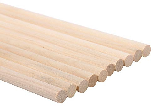 Hyuduo Naturträ Dymlingar Dymlingar Stavar Träpinnar 5 Storlekar Vit Björk Diameter 30 Cm Längd med Slät Sektion för Hantverk Gör-det-själv-modellbyggnad Sandbordsscen Dekoration (8MM*30CM)