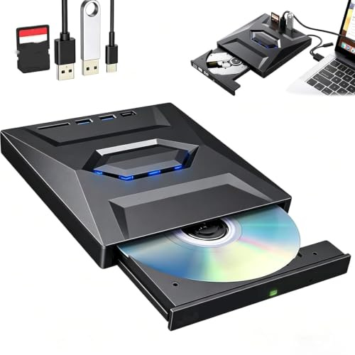 7-i-1 Extern Usb 3.0 Blu-ray-enhet, Bärbar Bd/dvd/cd-brännare Med 6x Uppspelning, 3 Portar Och Sd/tf-kortplatser För Bärbara Och Stationära Datorer #1