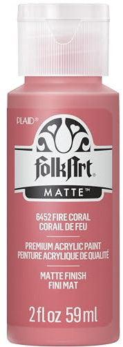 Folkart Acrylic Paint 2 oz. Fire Coral, 6452