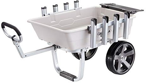 Gorilla Carts Poly Outdoor Fish & Marine Cart, 5 Cu Ft Capacity, 200 lb Load Rating – Heavy-Duty Aluminum Frame, 13-Inch All-Terrain Tires, 8 Rod Holders, Foldable Bait Tray, Easy to Clean
