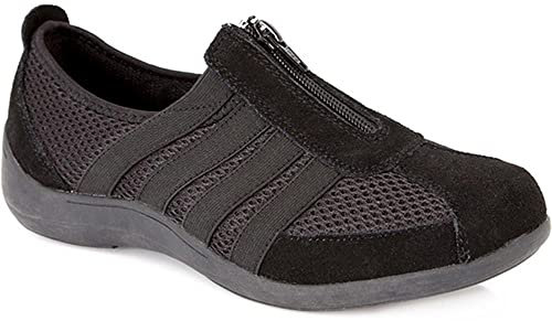 Pavers Women’s Zip-Up Trainers in Black - Active Footwear with Breathable Mesh Upper - Ladies Versatile Shoes for Everyday Wear - Size 5 UK/EU 38