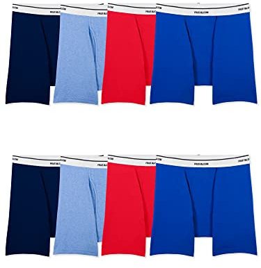Fruit of the Loom Men's Active Cotton Blend Lightweight Boxer Briefs, Assorted Colors (8 Pack), M UK