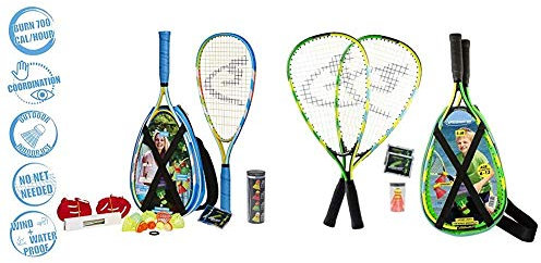 Speedminton® S700 Set – Original Speed Badminton/Crossminton Allround Set inkl. 5 Speeder®, Spielfeld, Tasche & Junior Set – Original Speed Badminton/Crossminton Kinder Set inkl. 2 Fun Speeder®