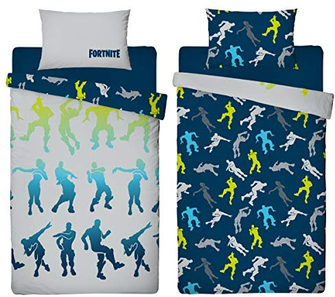 Character World Official Fortnite Floss Dabbing Single Duvet Cover Design | Reversible Two Sided Grey Bedding Duvet Cover With Matching Pillow Case (Single) FTNFSSDS007