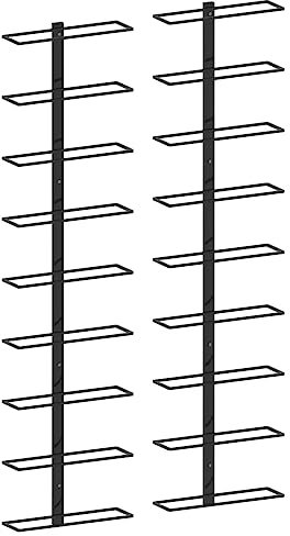 vidaXL 2X Wand Weinregal für 18 Flaschen Flaschenregal Flaschenhalter Wandregal Hängeregal Flaschenständer Weinflaschenregal Schwarz Eisen