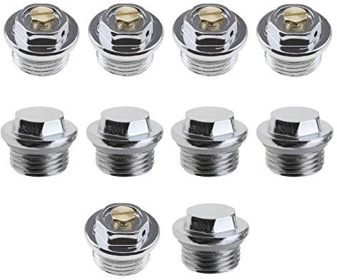 Create idea Entlüftungsventile für Heizkörper, 1,27 cm, BSP, 5 Stück Blindstopfen mit versiegeltem O-Ring-Gewindeanschluss, 5 Stück