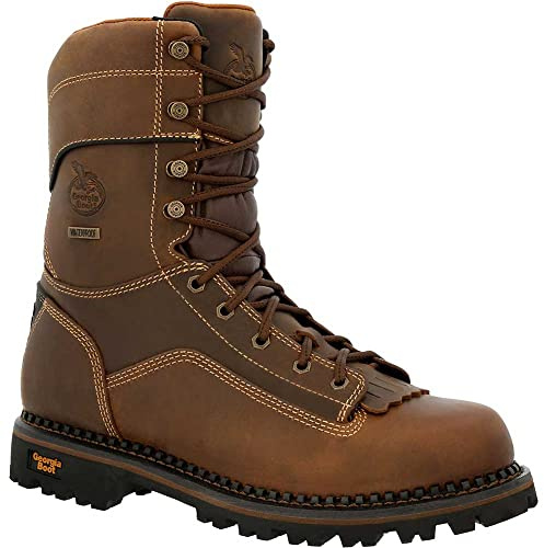 Georgia Boot AMP LT Low Heel Logger Composite Toe Waterproof Work Boot, Crazy Horse, Size 8.5(W)