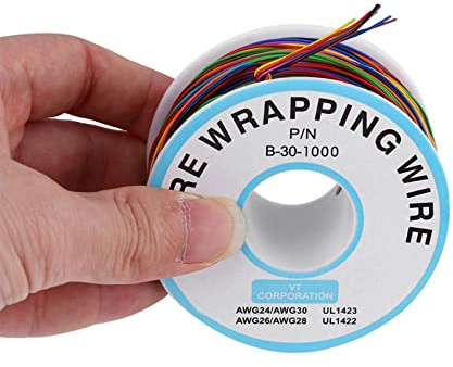 LANTRO JS 250M 30AWG Cavo Avvolgente Colorato di Isolamento, P/N B-30-1000 8-Wire Cavo Solido in Rame Stagnato Cavo di Prova Colorato, per laptop, scheda madre, display