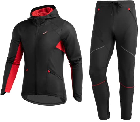 ROCKBROS Tuta Sportiva Invernale, Giacca e Pantaloni 1 Set per Ciclismo Corsa Escursionismo Sport Outdoor, Uomo Donna, Antivento Termici Traspirante, Abbigliamento Sportivo