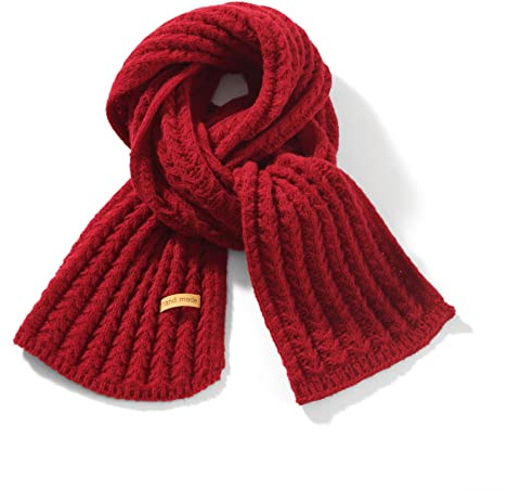 ORANZT Sciarpa lavorata a maglia Sciarpa lunga morbida invernale lavorata a maglia Sciarpa di Pashmina moda tinta unita, Rosso (vino rosso), taglia unica