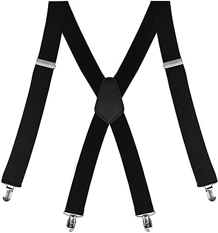 Nutabevr Axelremmar X-form, justerbar 70-110 cm, 3,5 cm breda, 4 hållbara metallklämmor, för män och kvinnor, svart