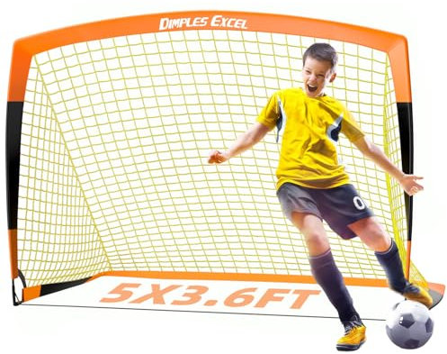 Dimples Excel Porta Da Calcio Rete Per Giardino All'aperto Allenamento Di Calcio per Gli Amanti Del Calcio (5'x3.6'- Arancione Nero)