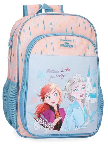 Disney Joumma Bags, La Reine des Neiges Believe in the journey, sac à dos pour enfant, sac à dos d'école, fabriqué en polyester, bretelles larges et réglables, plusieurs poches et compartiments., bleu