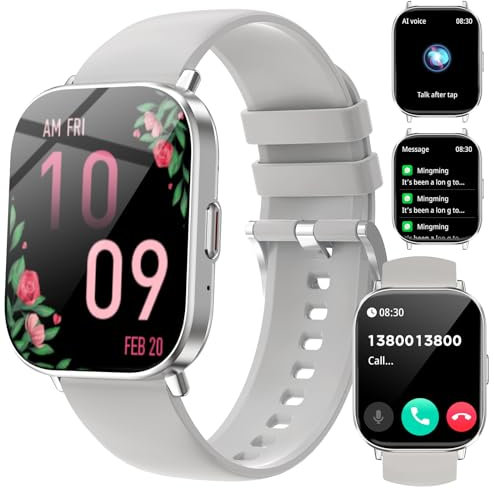 Fitoncloud Reloj Inteligente Mujer Hombre, 2,01 HD Smartwatch con Llamadas BLE5.2/Asistente Voz/120+ Deportivos/Monitor de Sueño/Pulsómetro, Impermeable IP67 Smart Watch para Android iOS, Oro