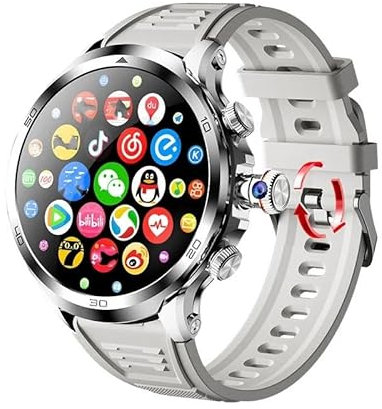 H19 4G Full Netcom Smartwatch Android 9.0 con pantalla amoled de 1.97 pulgadas, cámara giratoria de 900 W, GPS WIFI, reloj inteligente para hombre (plata, 4 GB 128 GB)