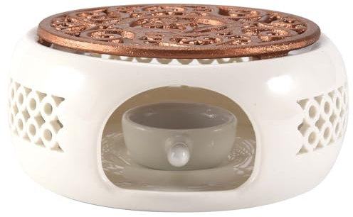 Lamsimoy Ceramic Teapot Warmer Holder Base Tea Warmer Insulation Base Tea Coffee Water Warmer Candle Heating Base Holder Teaware