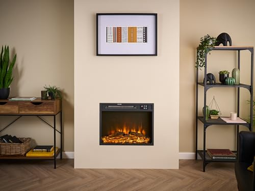 Sureflame Ripley Inset Electric Fireplace/Fire – Classic Black Design, Remote Control, LED Flame Effect, Programmable Timer & Thermostat