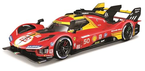 Bburago FERRARI RACING 499P LE MANS HYPERCAR (2024) AF CORSE #50 - DELUXE HARD CASE - 1:18 Scale - Incredibly Detailed Die-Cast Replica Collectible Race Car Model