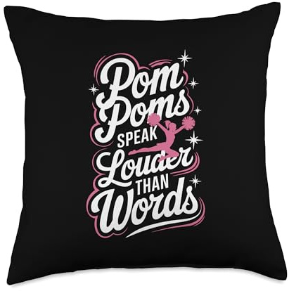 Pom Poms Speak Louder Than Words Funny Cheerleader Throw Pillow